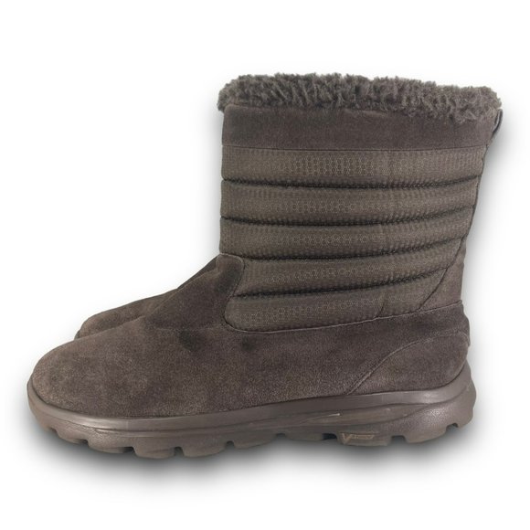 Skechers Go Walk Move Cuddly Boots 13695 Mid Calf Chocolate Brown Women 8.5 - Picture 2 of 9